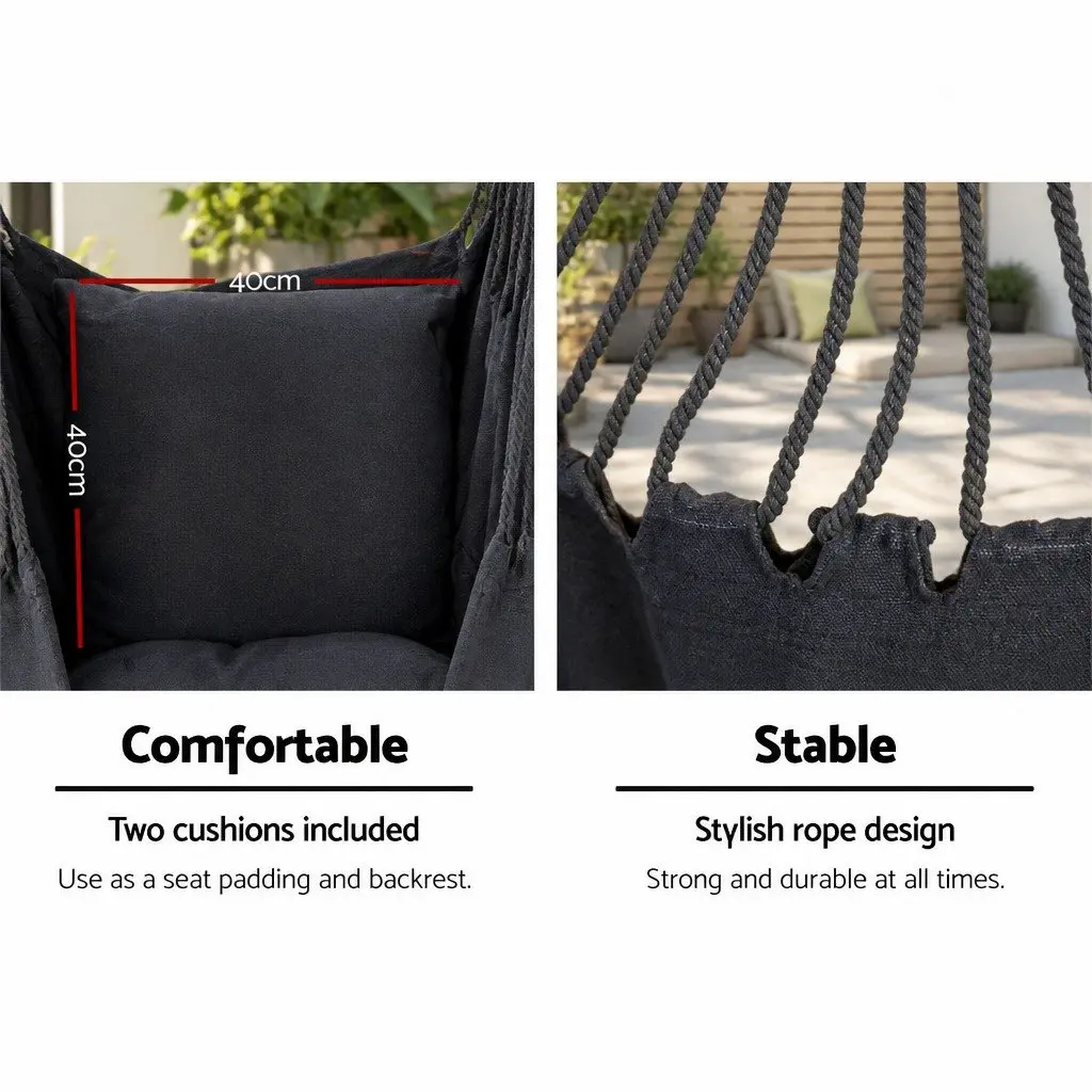 Hammock Chair with Stand for Outdoor Use Grey 100 x 45 x 145 cm