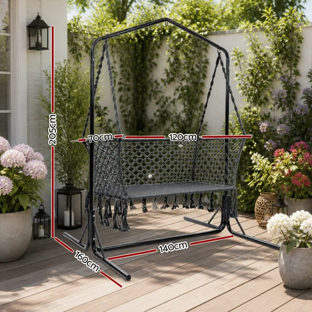 Hammock Chair with Stand Outdoor Garden Relaxation 2 Seater 120cm W x 70cm D x 120cm H
