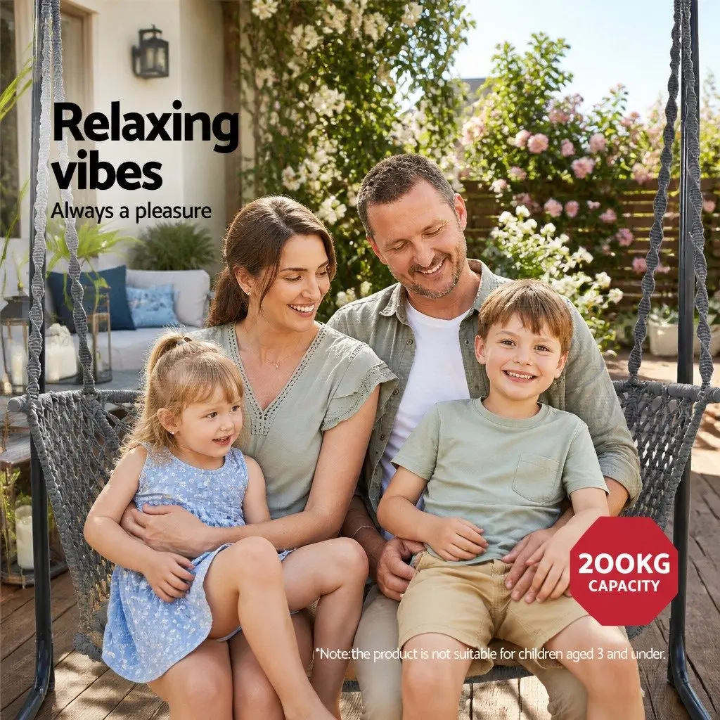 Hammock Chair with Stand Outdoor Garden Relaxation 2 Seater 120cm W x 70cm D x 120cm H