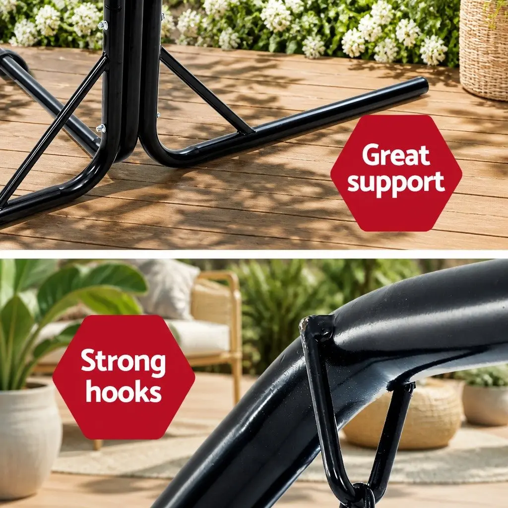 Hammock Chair with Stand Outdoor Garden Relaxation 2 Seater 120cm W x 70cm D x 120cm H