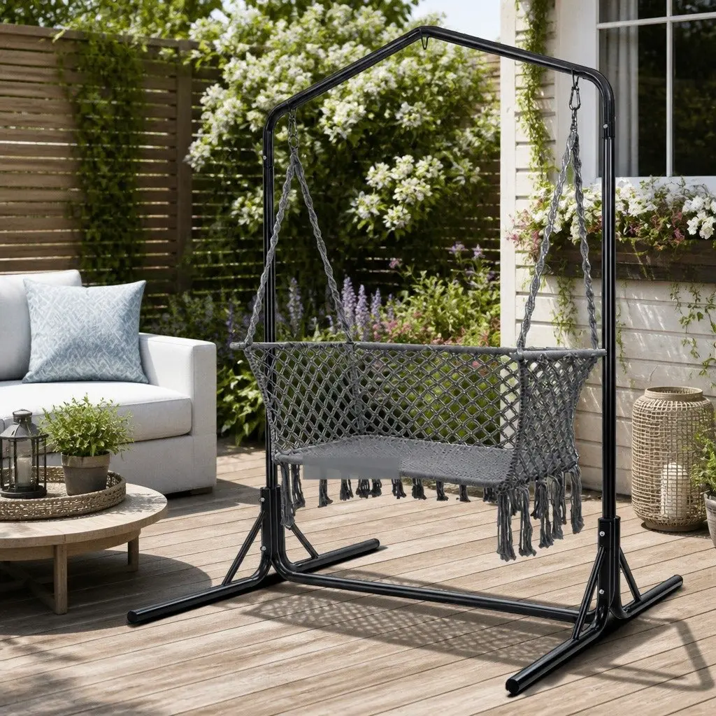 Hammock Chair with Stand Outdoor Garden Relaxation 2 Seater 120cm W x 70cm D x 120cm H