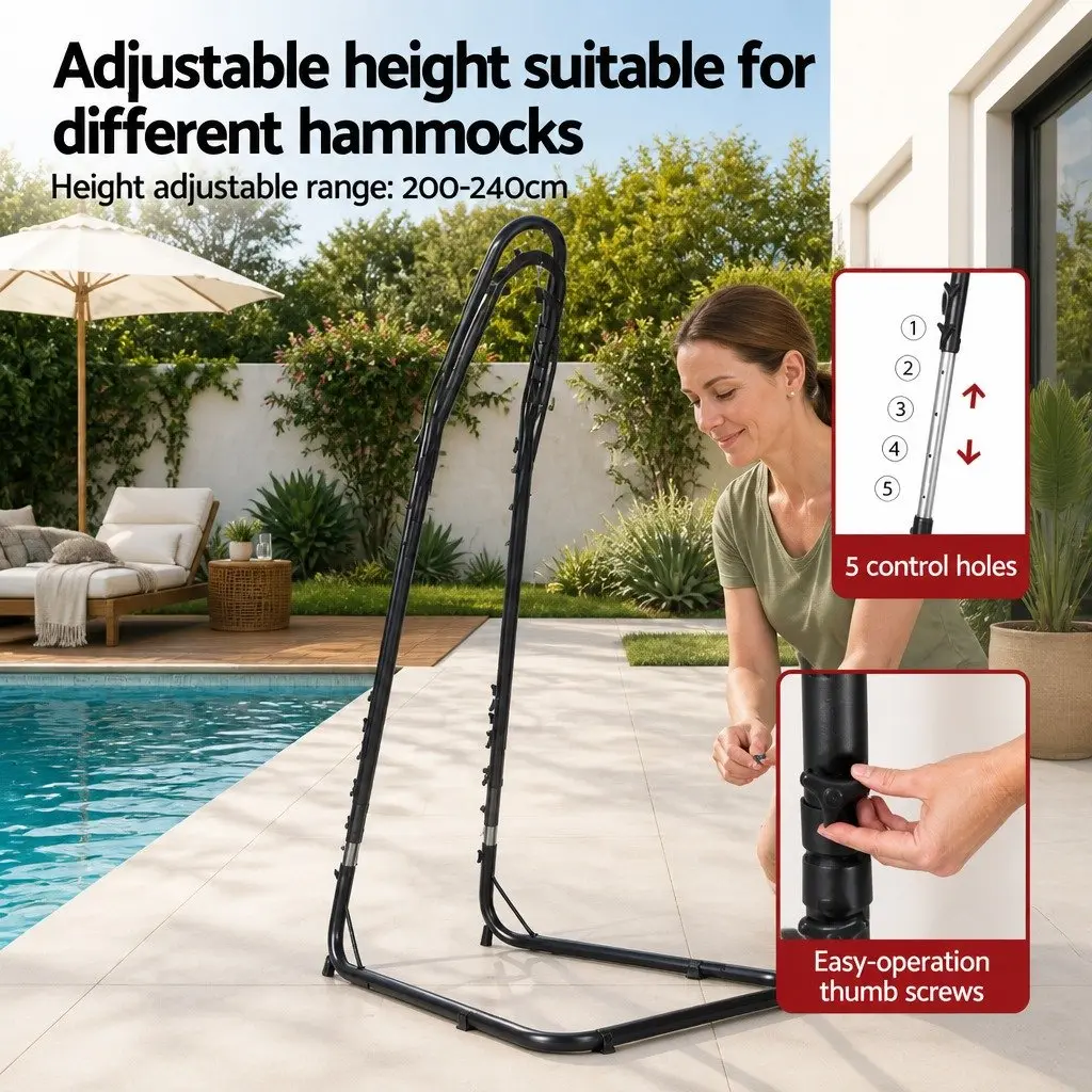 Hammock Chair Stand Indoor Outdoor Adjustable Heavy Duty Steel A-Frame