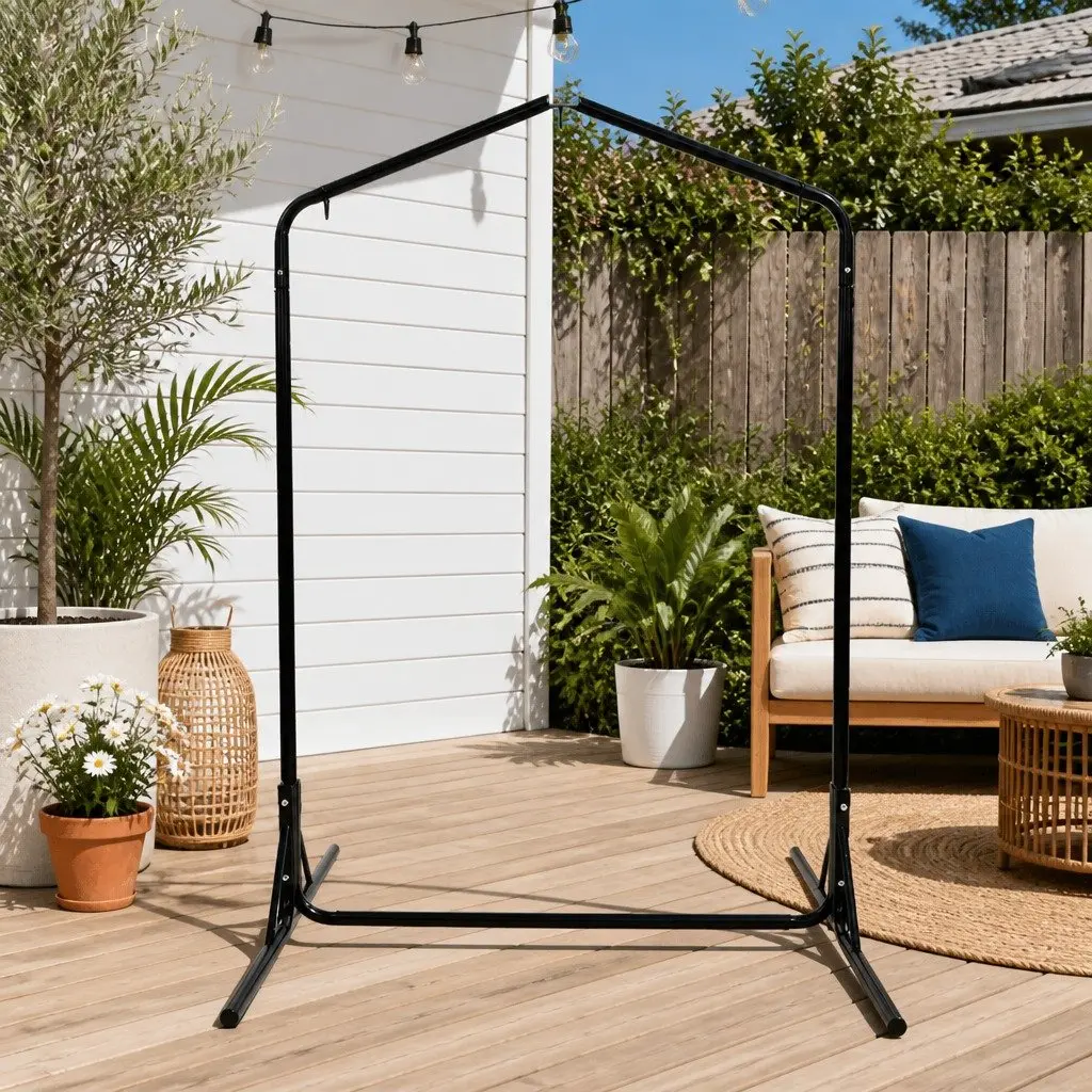 Hammock Chair Stand Outdoor Heavy Duty Steel Frame Adjustable Height 200kg