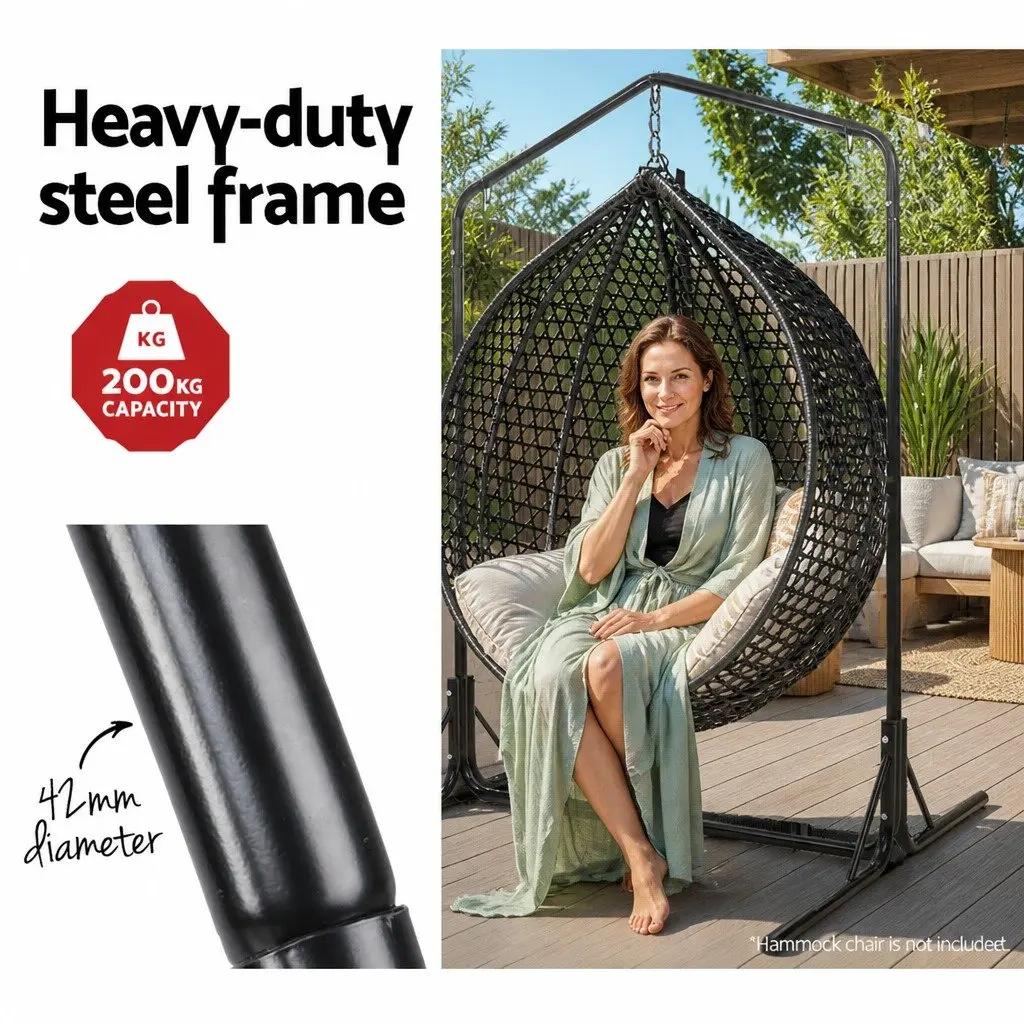 Hammock Chair Stand Outdoor Heavy Duty Steel Frame Adjustable Height 200kg