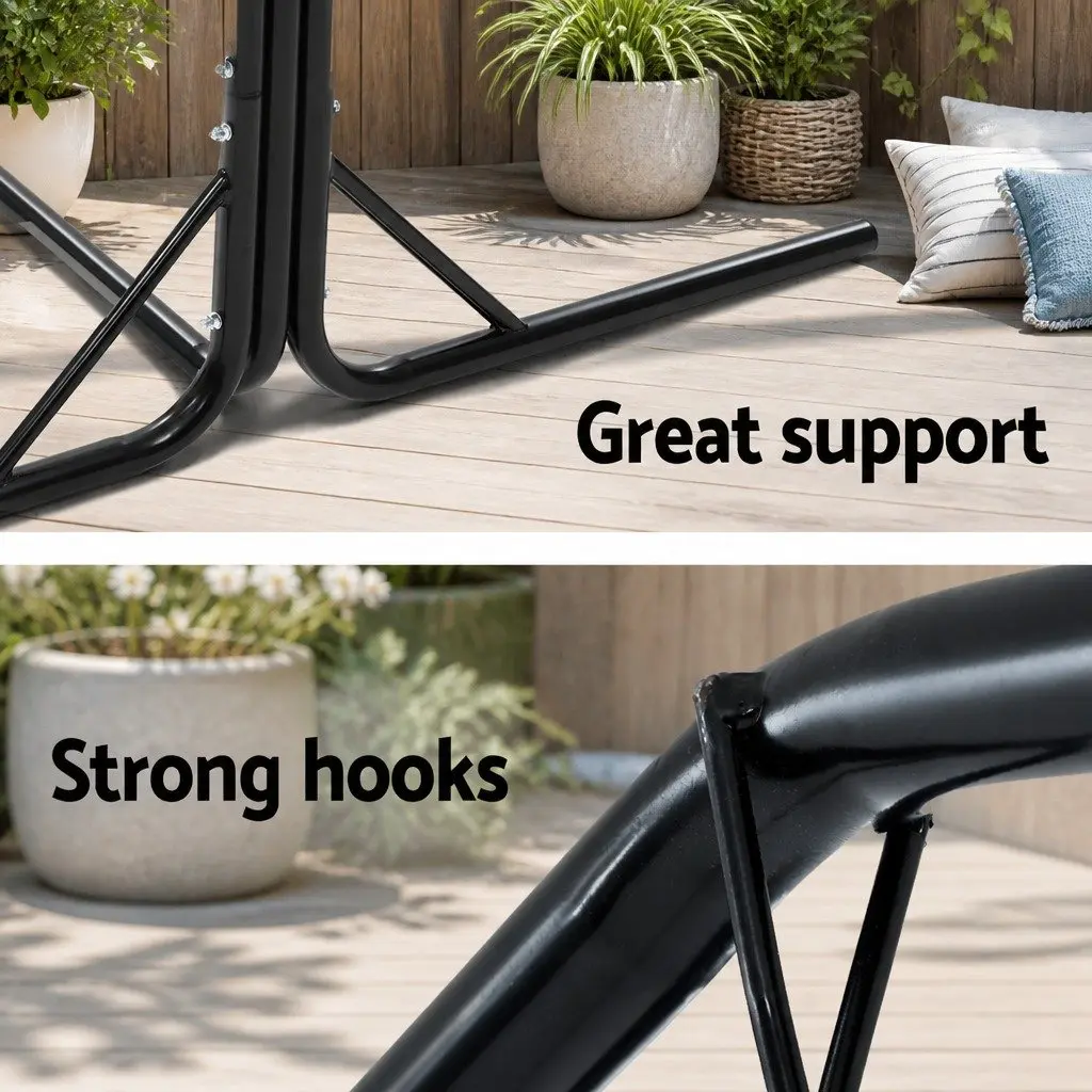 Hammock Chair Stand Outdoor Heavy Duty Steel Frame Adjustable Height 200kg