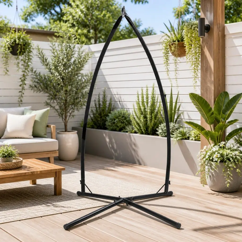 Hammock Chair Stand A-Frame Indoor Outdoor Heavy Duty Black 210cm