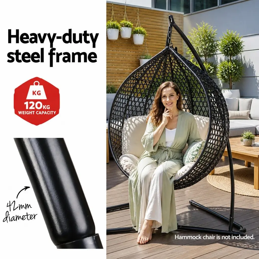 Hammock Chair Stand A-Frame Indoor Outdoor Heavy Duty Black 210cm