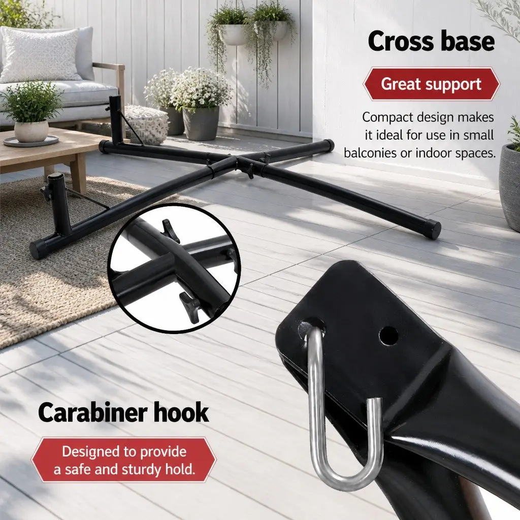 Hammock Chair Stand A-Frame Indoor Outdoor Heavy Duty Black 210cm