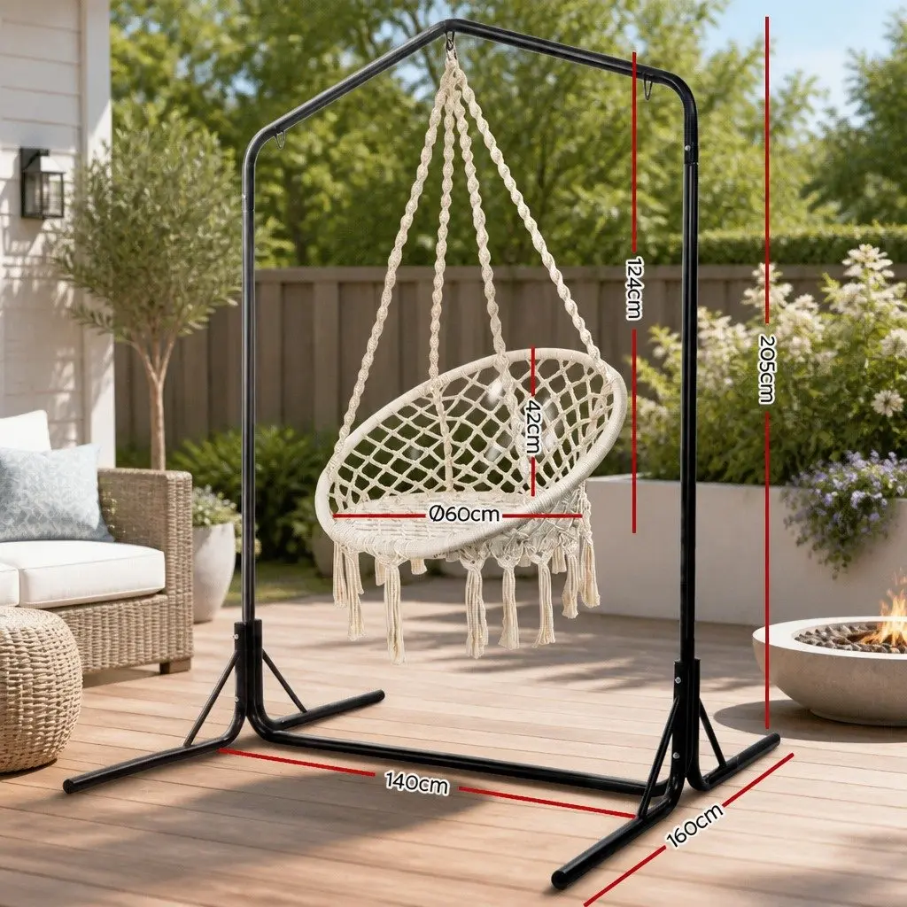 Hammock Chair with Stand for Outdoor Use Cream 124CM