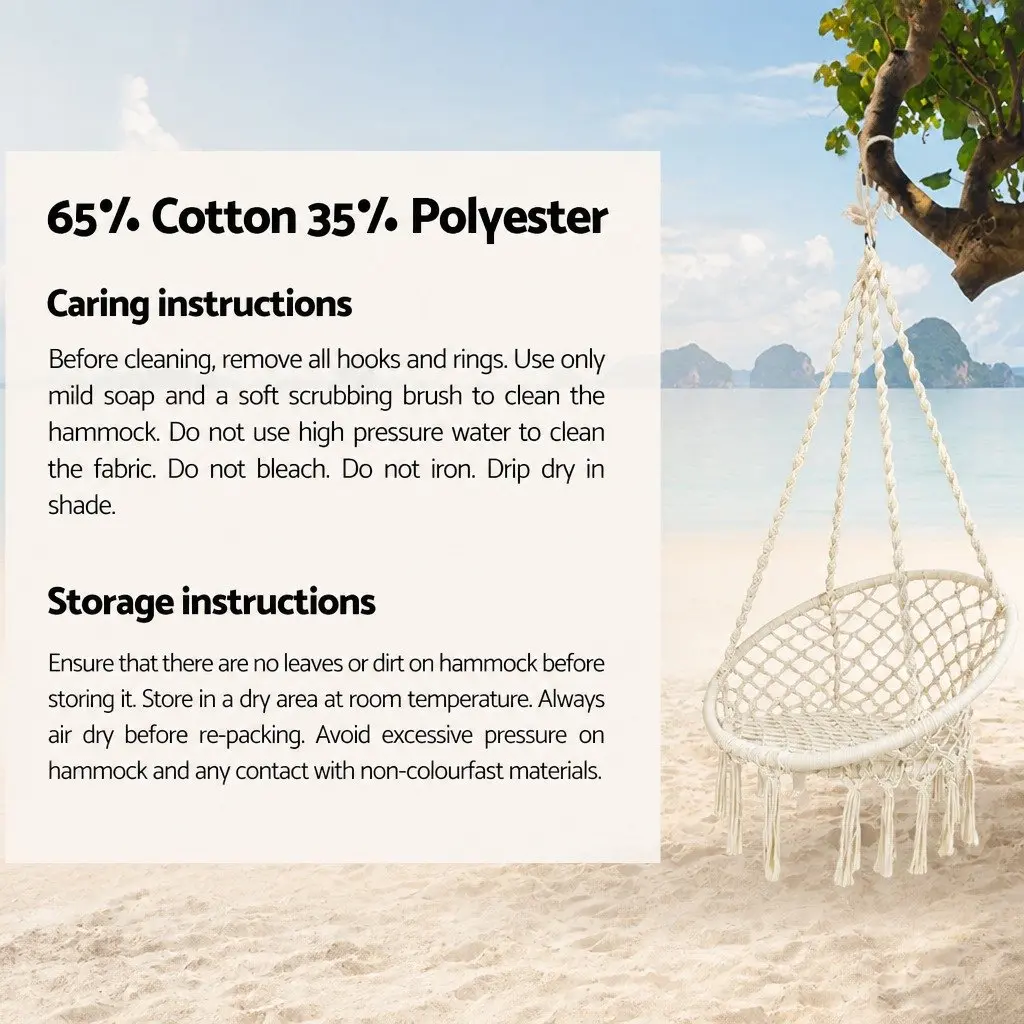 Hammock Chair with Stand for Outdoor Use Cream 124CM