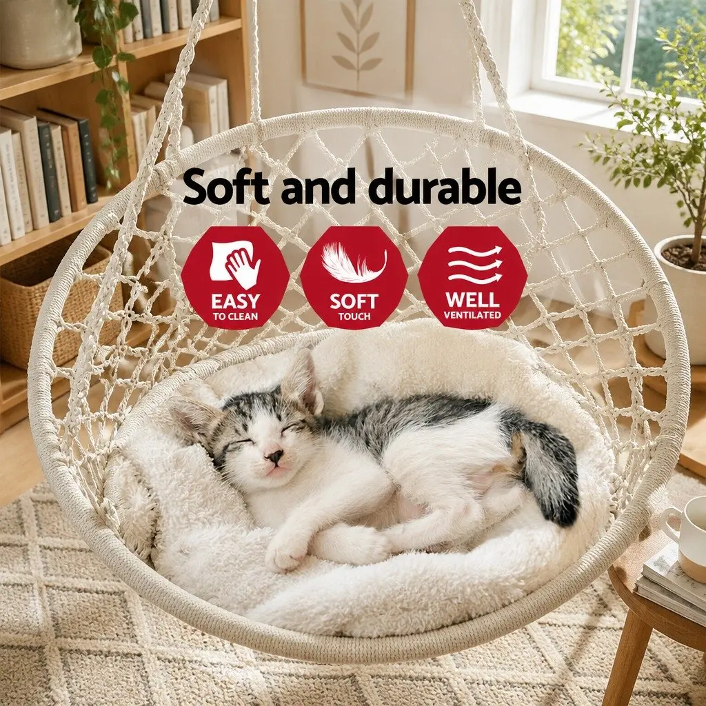 Hammock Chair Outdoor Hanging Macrame Cotton Indoor Relaxation Swing Cream