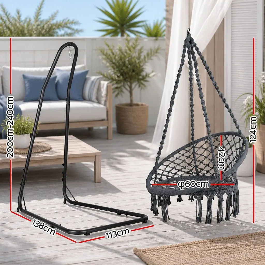 Hammock Hanging Chair with Steel Stand Outdoor Indoor Relaxation Swing Garden