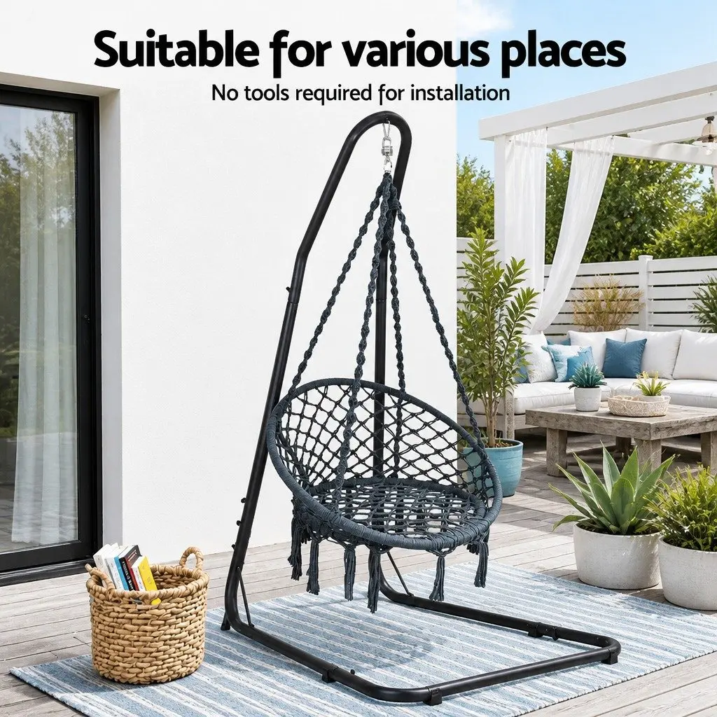 Hammock Hanging Chair with Steel Stand Outdoor Indoor Relaxation Swing Garden