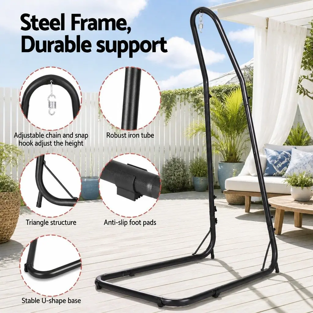 Hammock Hanging Chair with Steel Stand Outdoor Indoor Relaxation Swing Garden