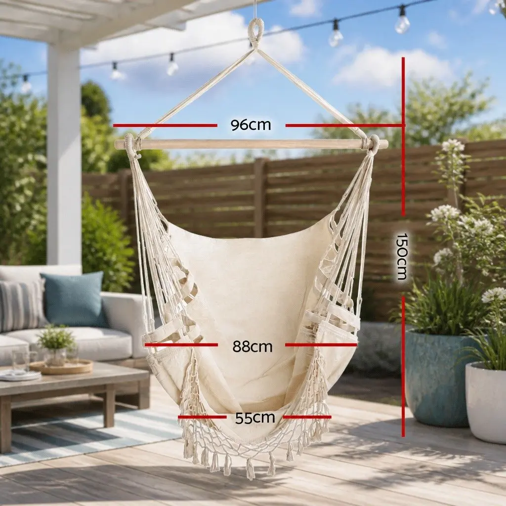 Hammock Chair Outdoor Patio Garden Cream 150 x 90cm