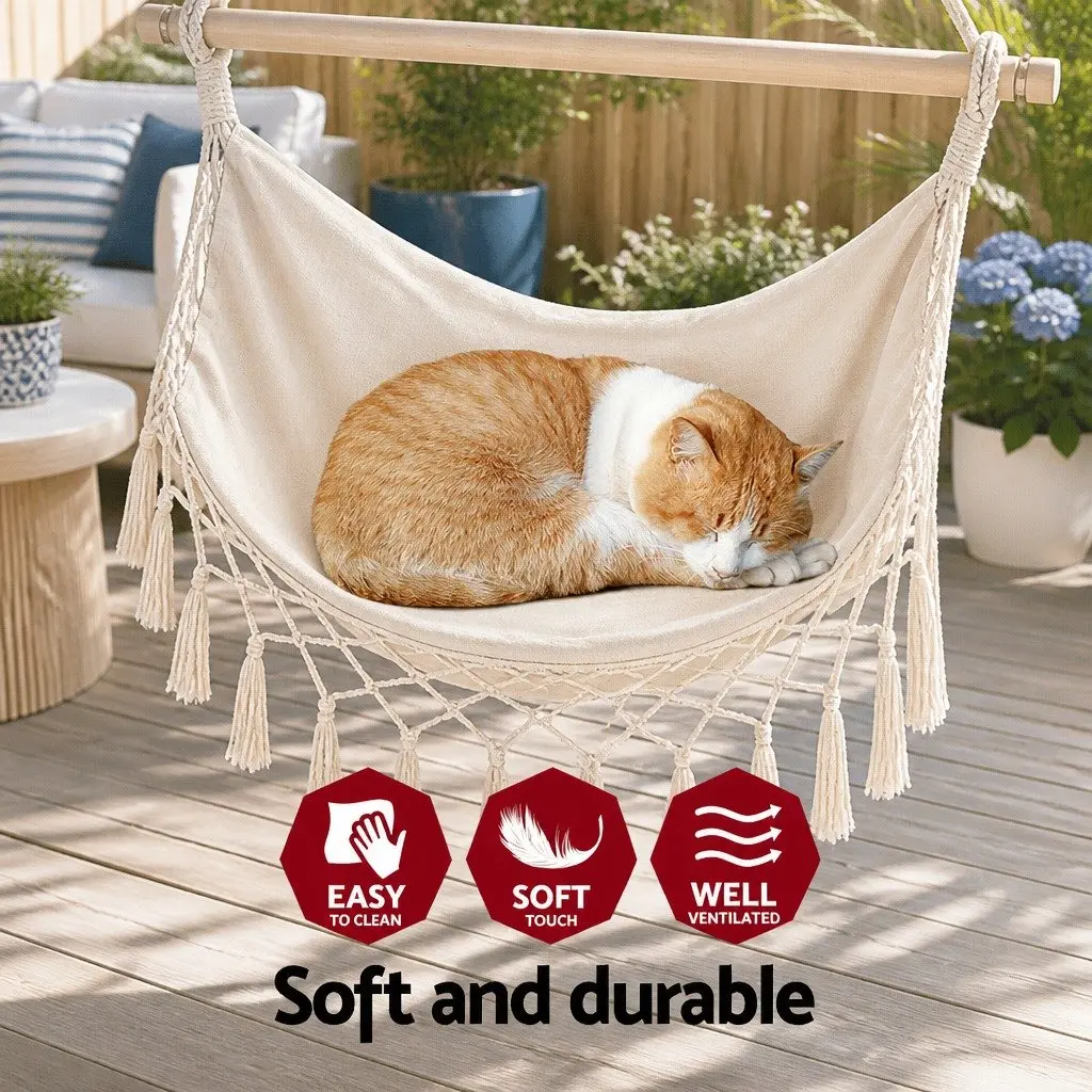 Hammock Chair Outdoor Patio Garden Cream 150 x 90cm