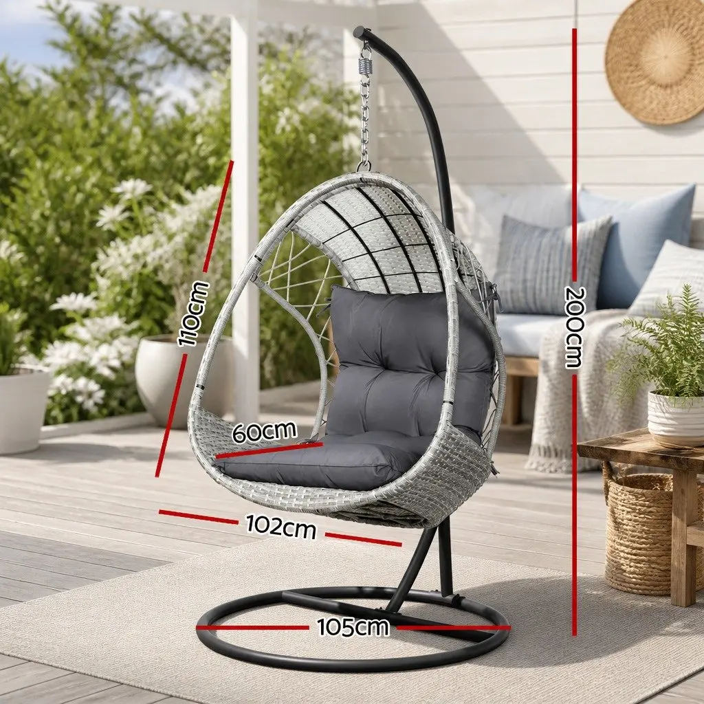 Hanging Egg Pod Chair Wicker Swing Outdoor Garden Relaxation Seat with Stand