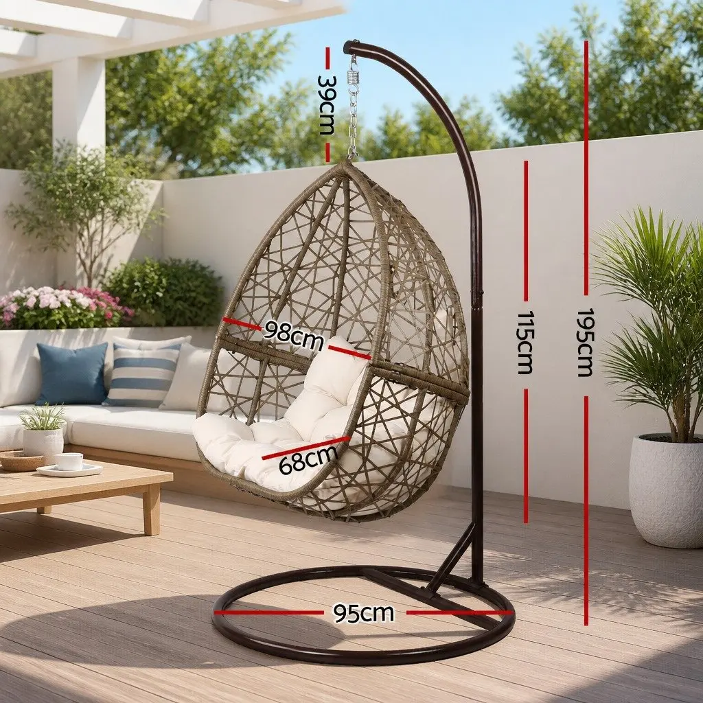 Hanging Egg Chair Outdoor Use Latte Size