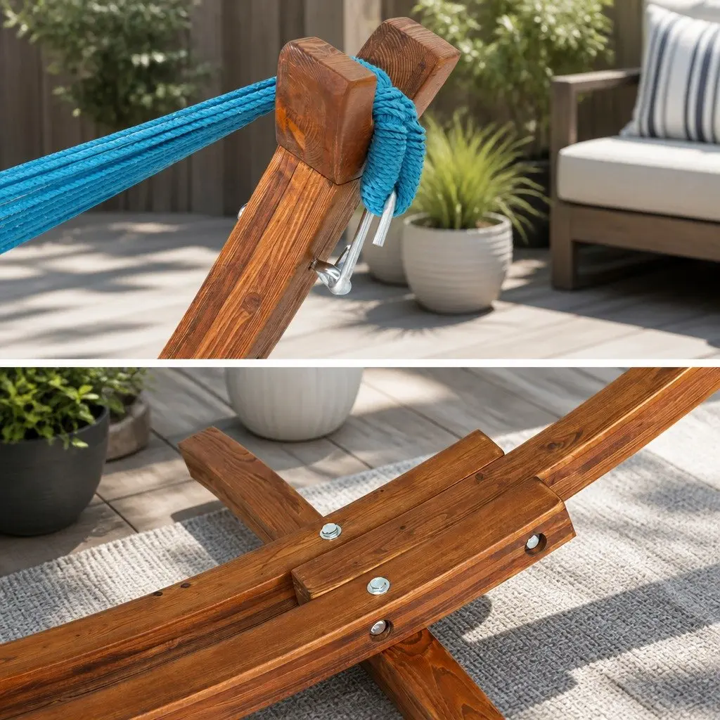Hammock Bed Outdoor Relaxation 2-Person Wooden Stand 330cm x 138cm
