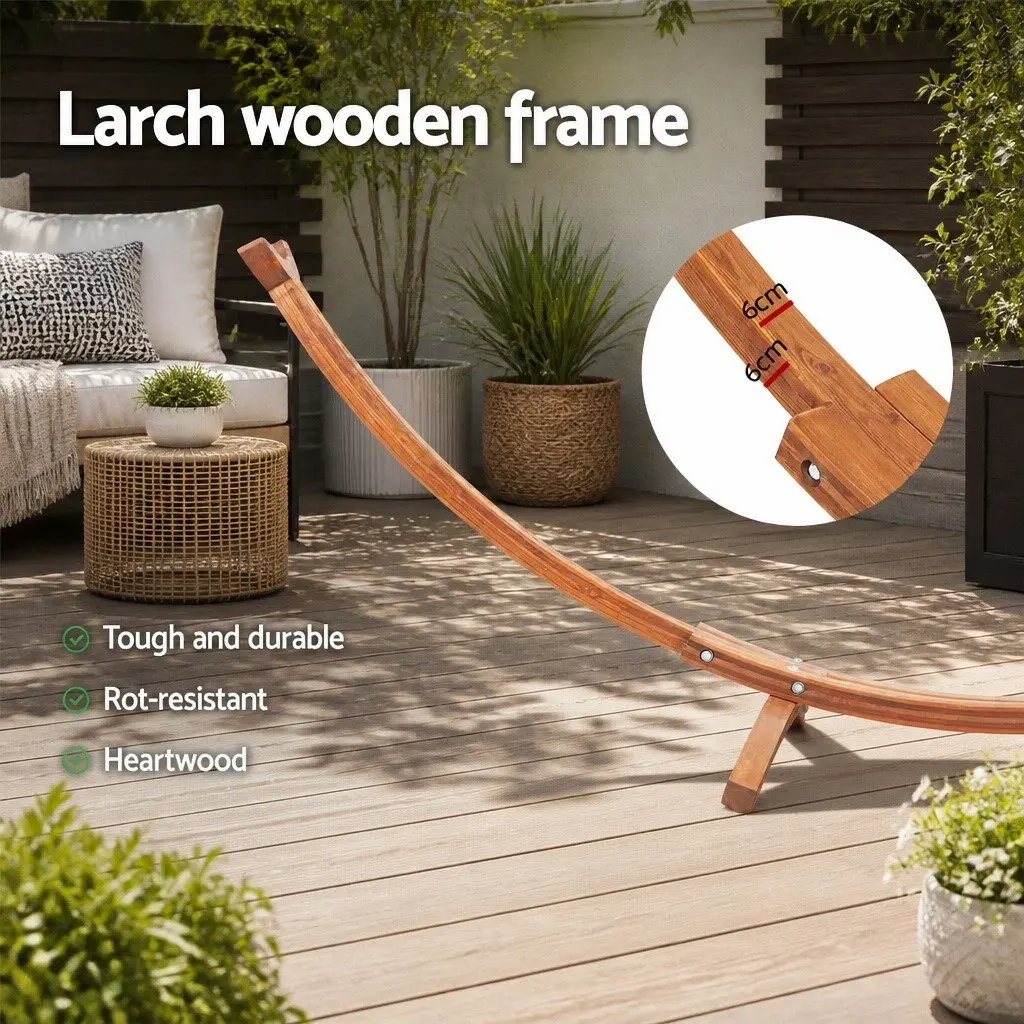 Hammock Bed Outdoor Relaxation 2-Person Wooden Stand 330cm x 138cm