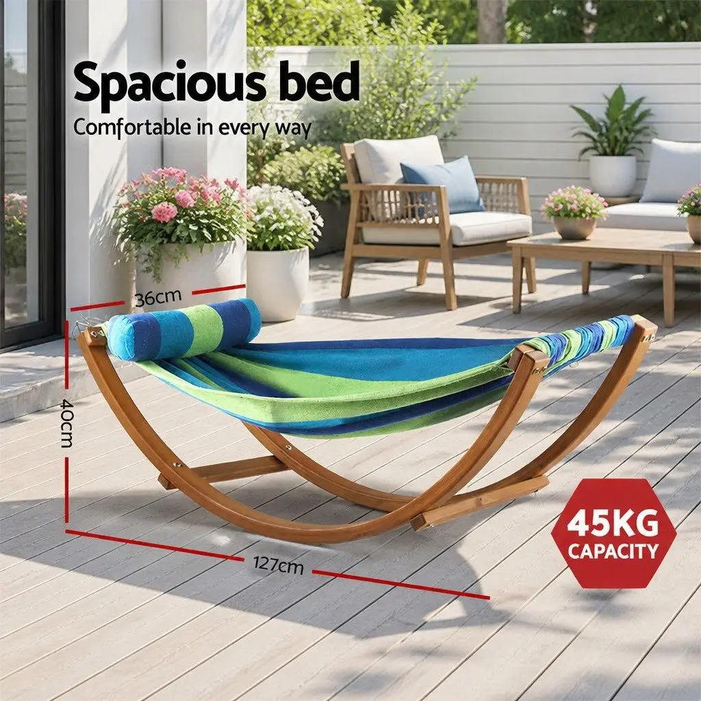 Timber Hammock Bed Outdoor Camping Rocking Single Person Relax Swing Stand