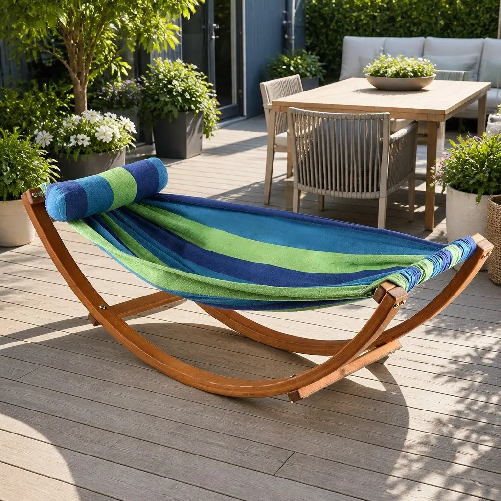 Timber Hammock Bed Outdoor Camping Rocking Single Person Relax Swing Stand