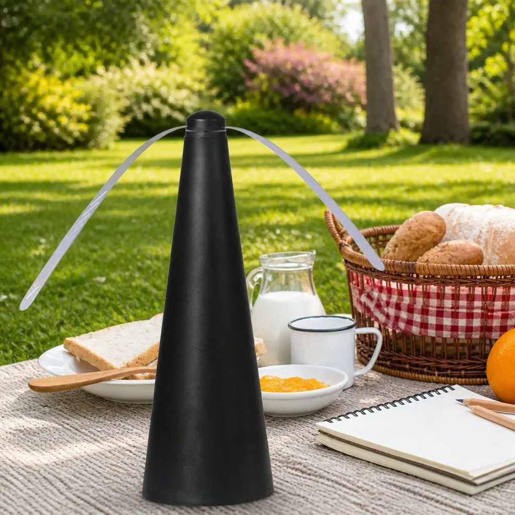 Fly Repellent Fan Table Outdoor Picnic BBQ Deterrent Safe Soft Stop Blades