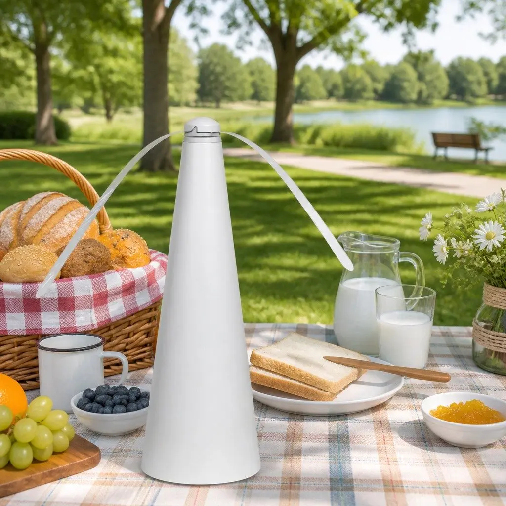 Fly Repellent Fan Tabletop Deterrent Outdoor Picnic BBQ Food Protection Safe