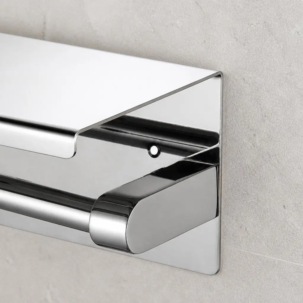 Toilet Paper Holder Wall Mount Bathroom Storage Silver 14cm L x 10cm W x 10cm H