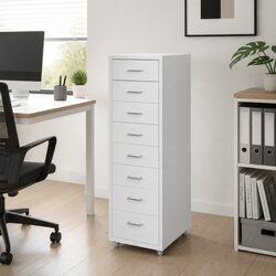 Office Filing Cabinet 8 Drawer White Steel Storage Organizer Home Desk Furniture