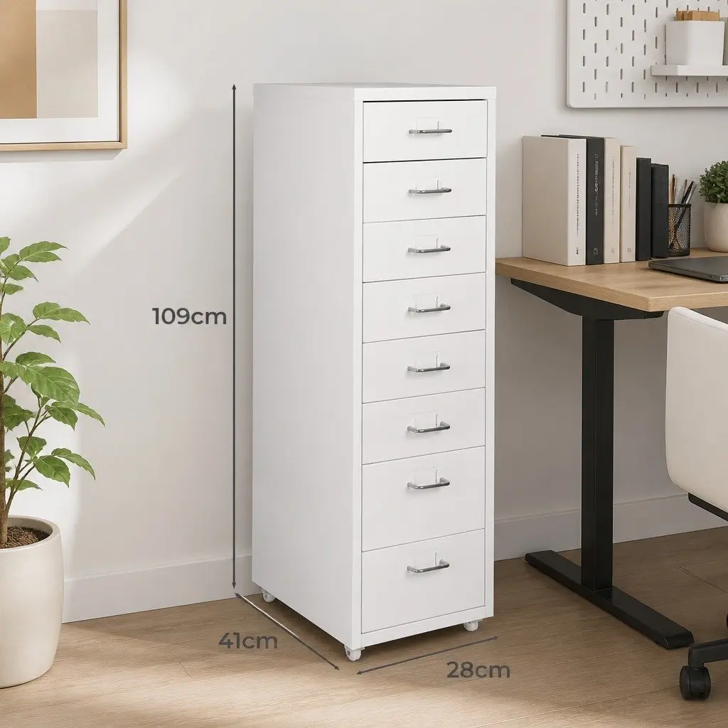 Filing Cabinet for Office Use 8 Drawer White Steel Storage Organizer