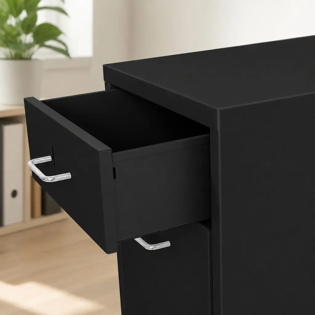 6 Drawer Filing Cabinet Office Storage Organizer Steel Black 41cm W x 28cm D x 68cm H