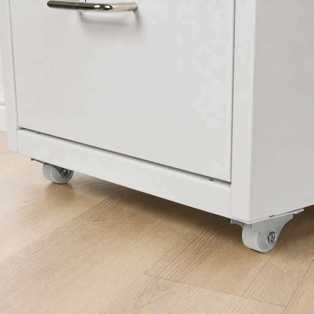 6 Drawer Filing Cabinet Office Storage Organizer Steel Frame White Desktop