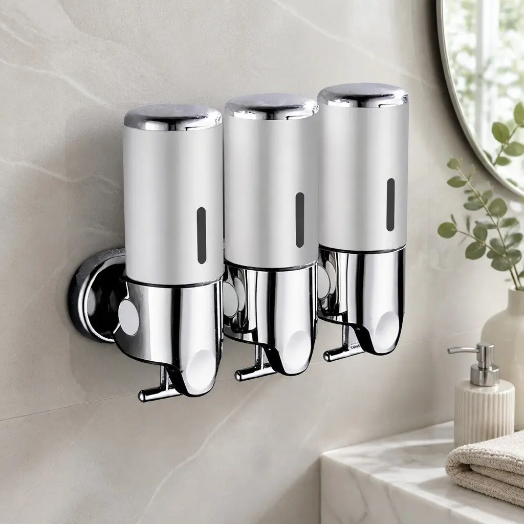 Silver Wall-Mounted Soap Dispenser