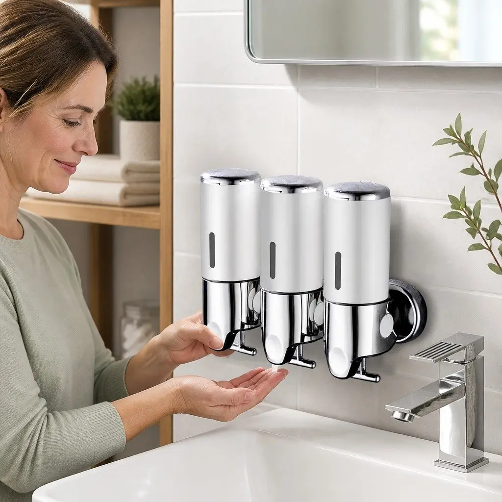 Silver Wall-Mounted Soap Dispenser