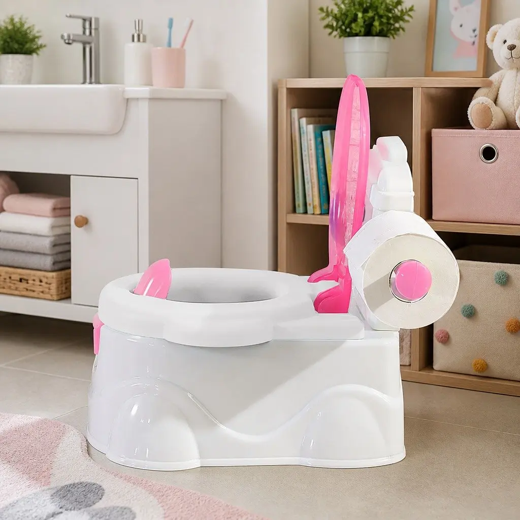 Kids Potty Seat Trainer 3-in-1 Toilet Training Removable Bucket Step Stool Pink