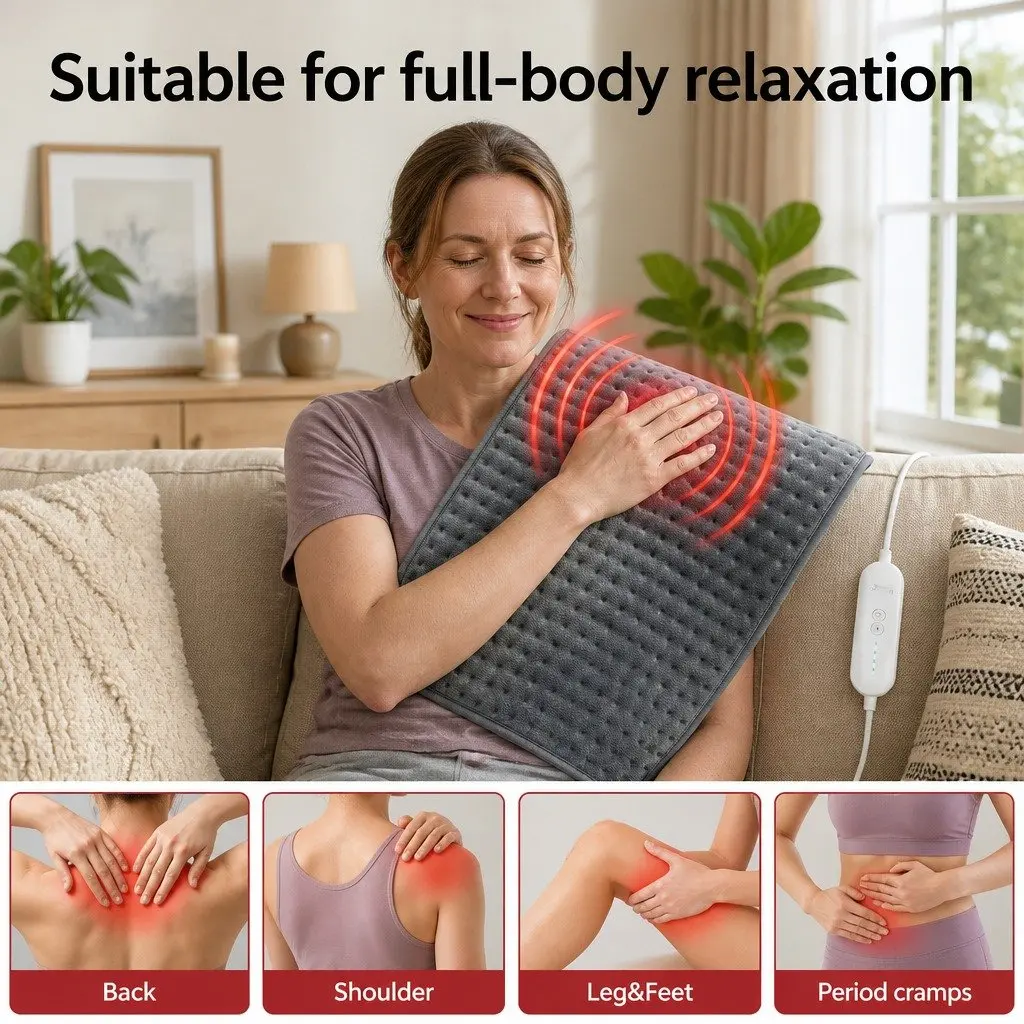 Electric Heating Pad Mat for Relaxation 60x39cm Grey 4 Temperature Settings