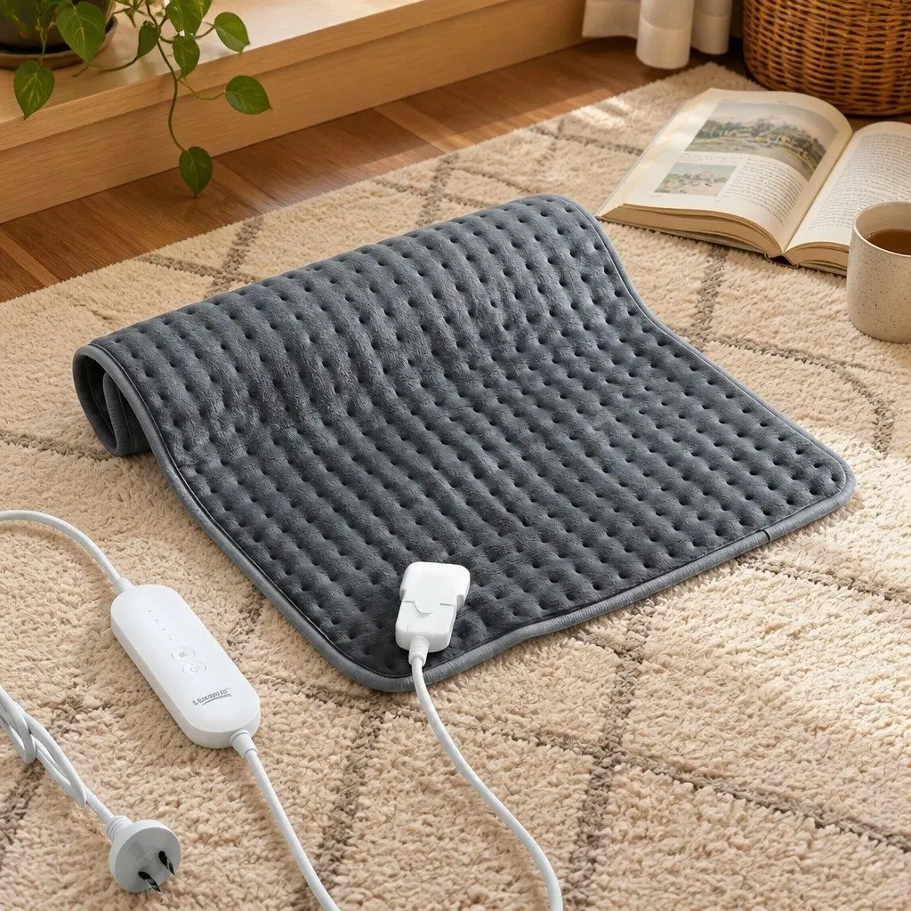 Electric Heating Pad Mat for Relaxation 60x39cm Grey 4 Temperature Settings