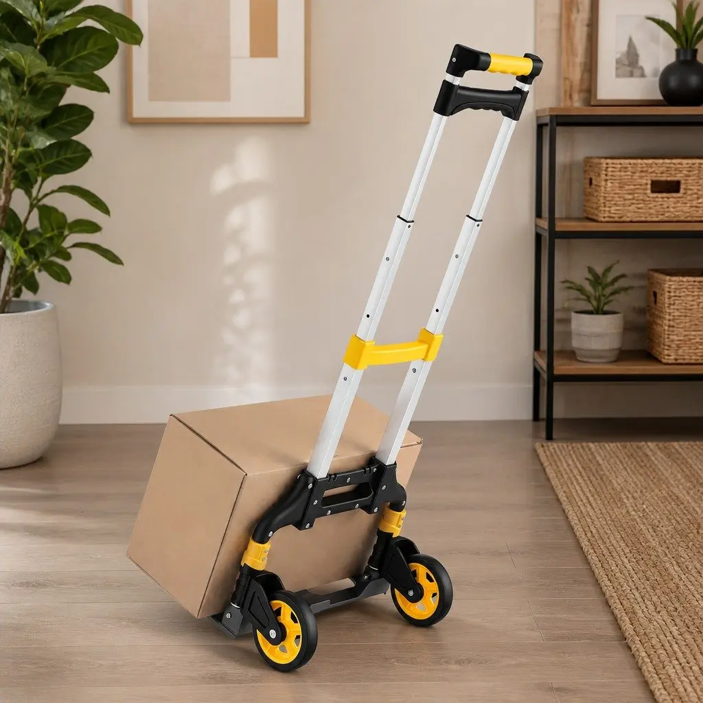 Folding Hand Truck with Adjustable Handle and Rubber Wheels