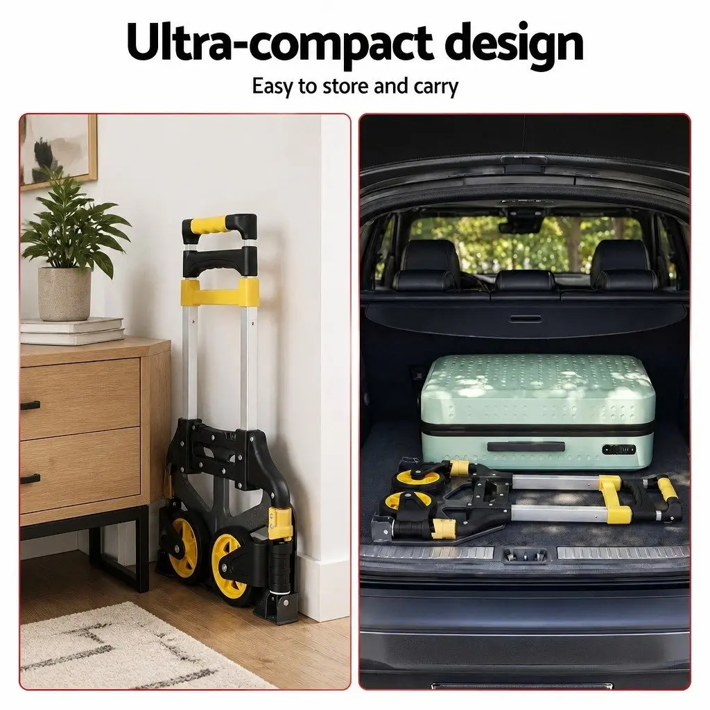 Folding Hand Truck with Adjustable Handle and Rubber Wheels