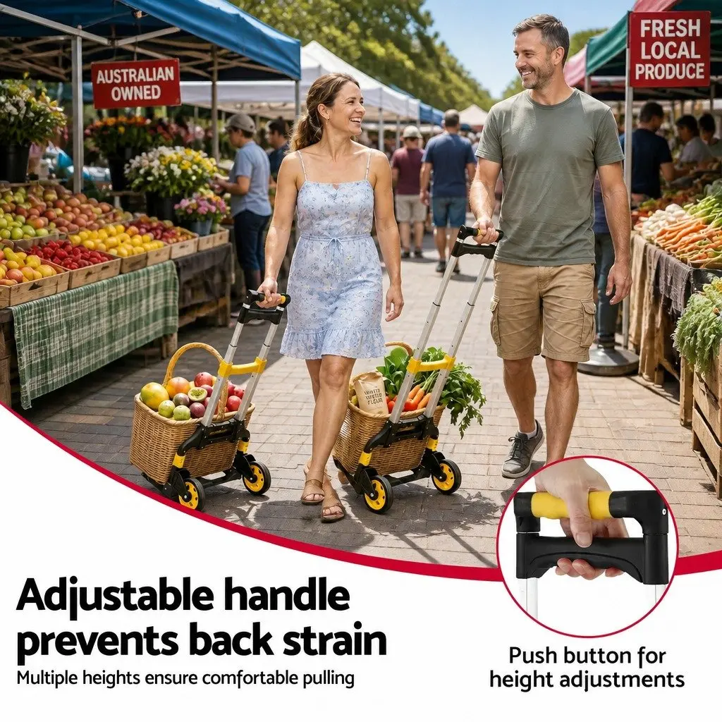 Folding Hand Truck with Adjustable Handle and Rubber Wheels