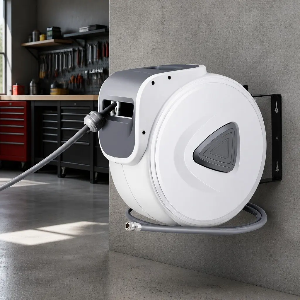 Air Hose Reel 10m Retractable Auto Rewind Wall Mount Swivel Workshop Garage