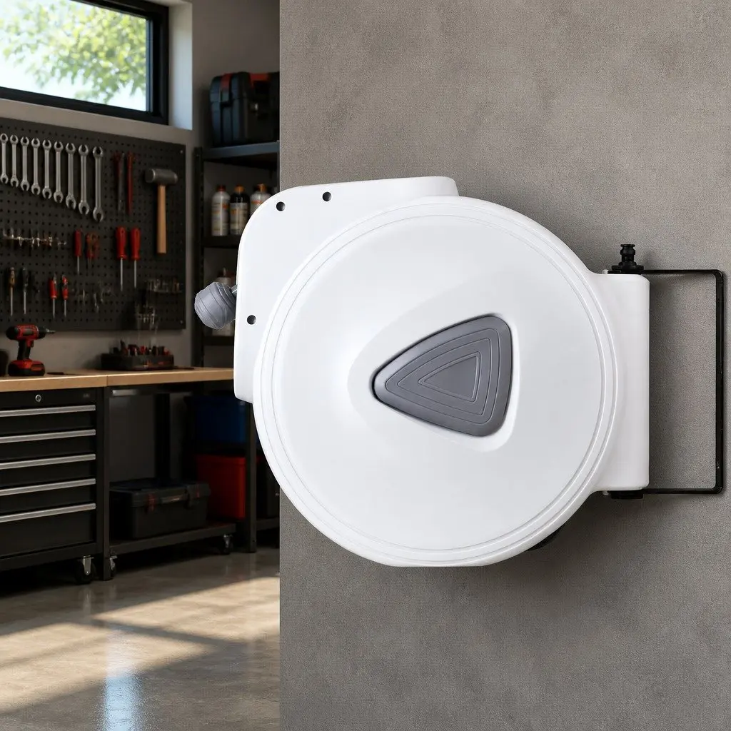 Air Hose Reel 10m Retractable Auto Rewind Wall Mount Swivel Workshop Garage