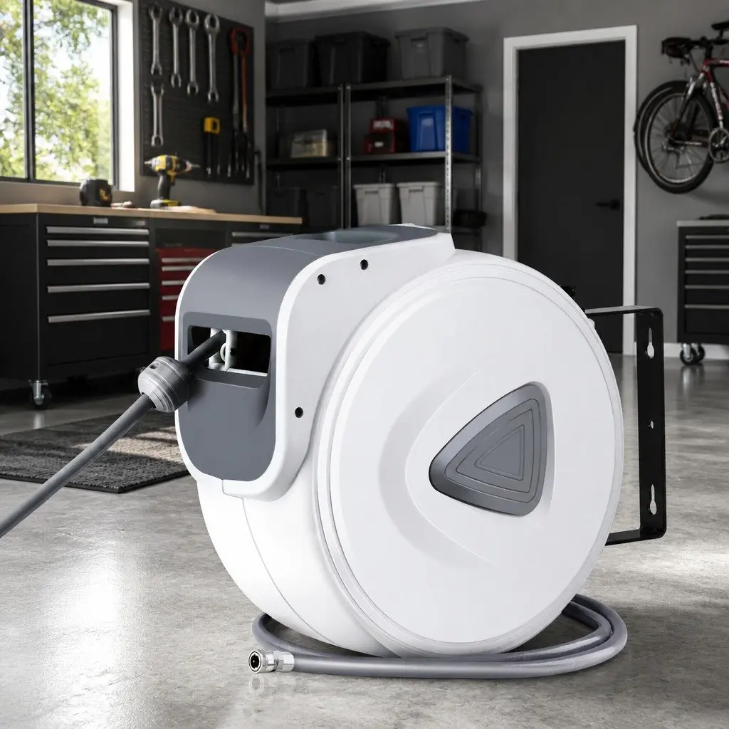 Air Hose Reel 10m Retractable Auto Rewind Wall Mount Swivel Workshop Garage