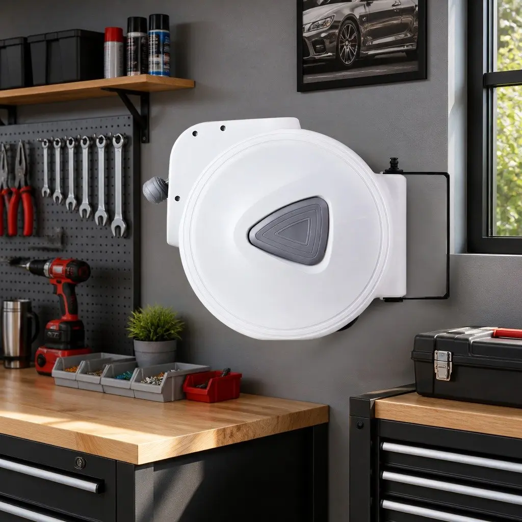 Air Hose Reel 20m Retractable Auto Rewind Wall Mount Swivel Compressor Garage