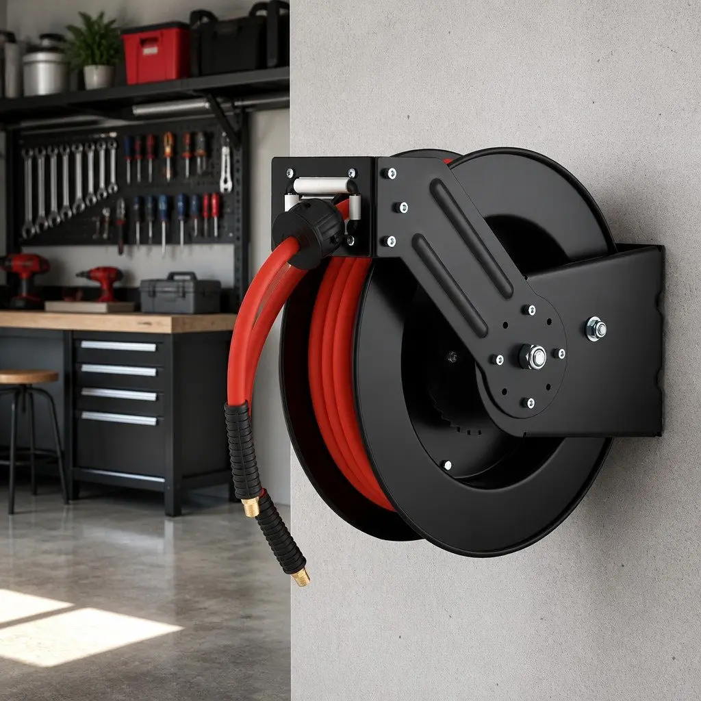Air Hose Reel 3/8" x 15m for Garage Workshop Auto Rewind Storage