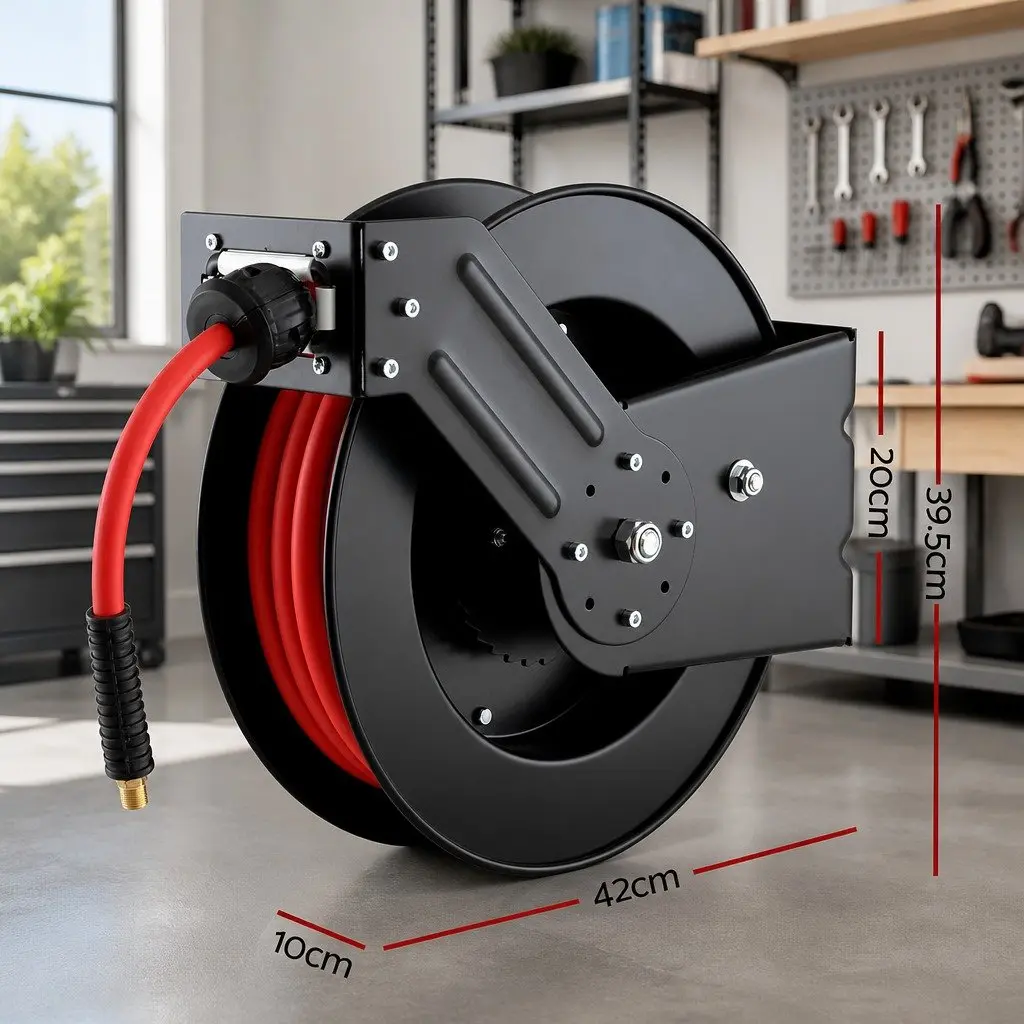 Air Hose Reel 3/8" x 15m for Garage Workshop Auto Rewind Storage