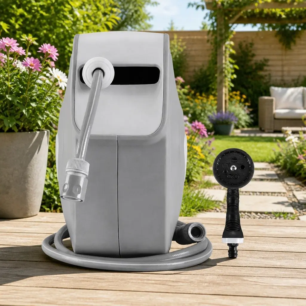 Water Hose Reel Garden Use 10M Retractable Auto Rewind Wall Mount Grey