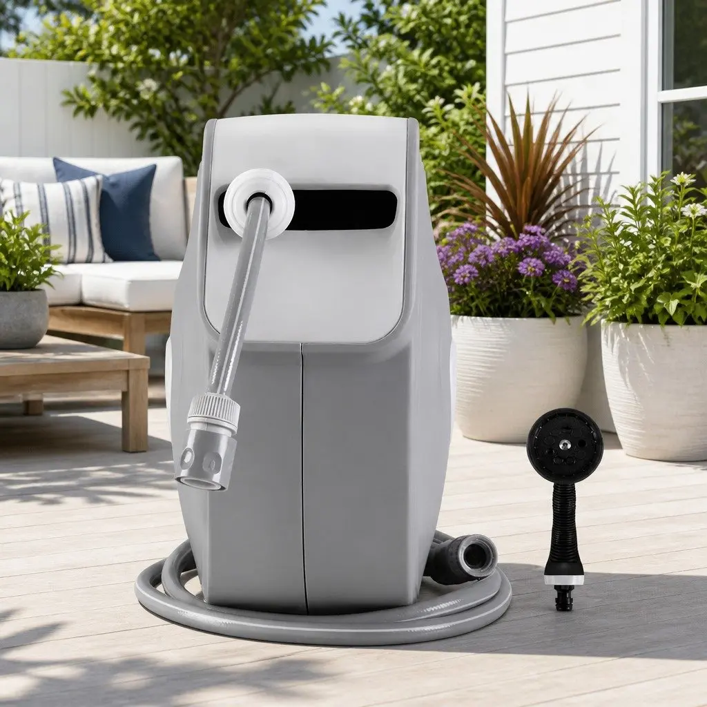 Water Hose Reel Wall Mount 20M for Garden Watering with Retractable Auto Rewind and Spray Gun