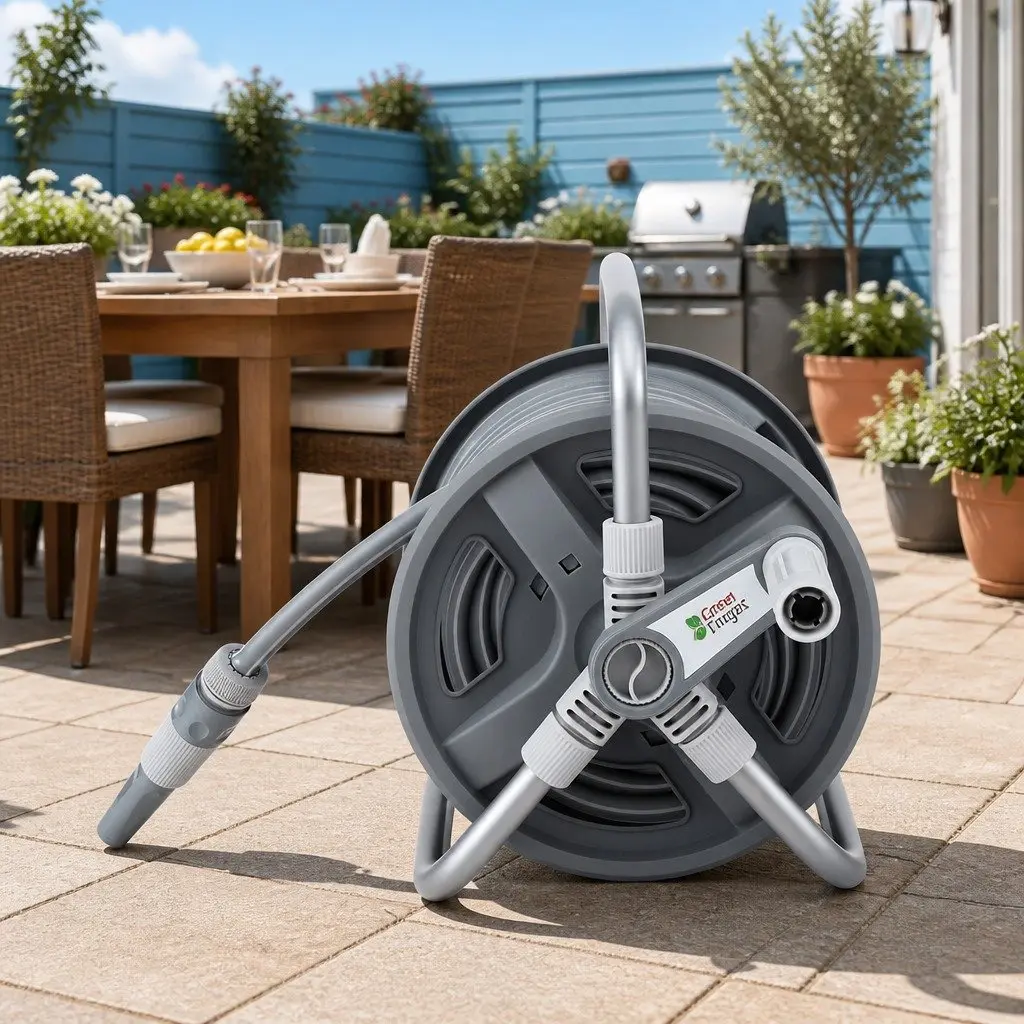 Garden Hose Reel 20m Retractable Auto Rewind for Garden Lawn Car Washing Grey